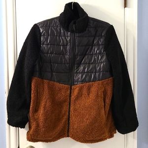 Black & brown puffer coat
